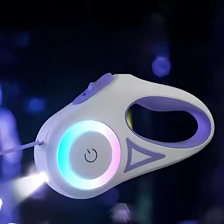 Retractable Dog Leash with LED Light — 16.5 ft, for Small & Medium Dogs